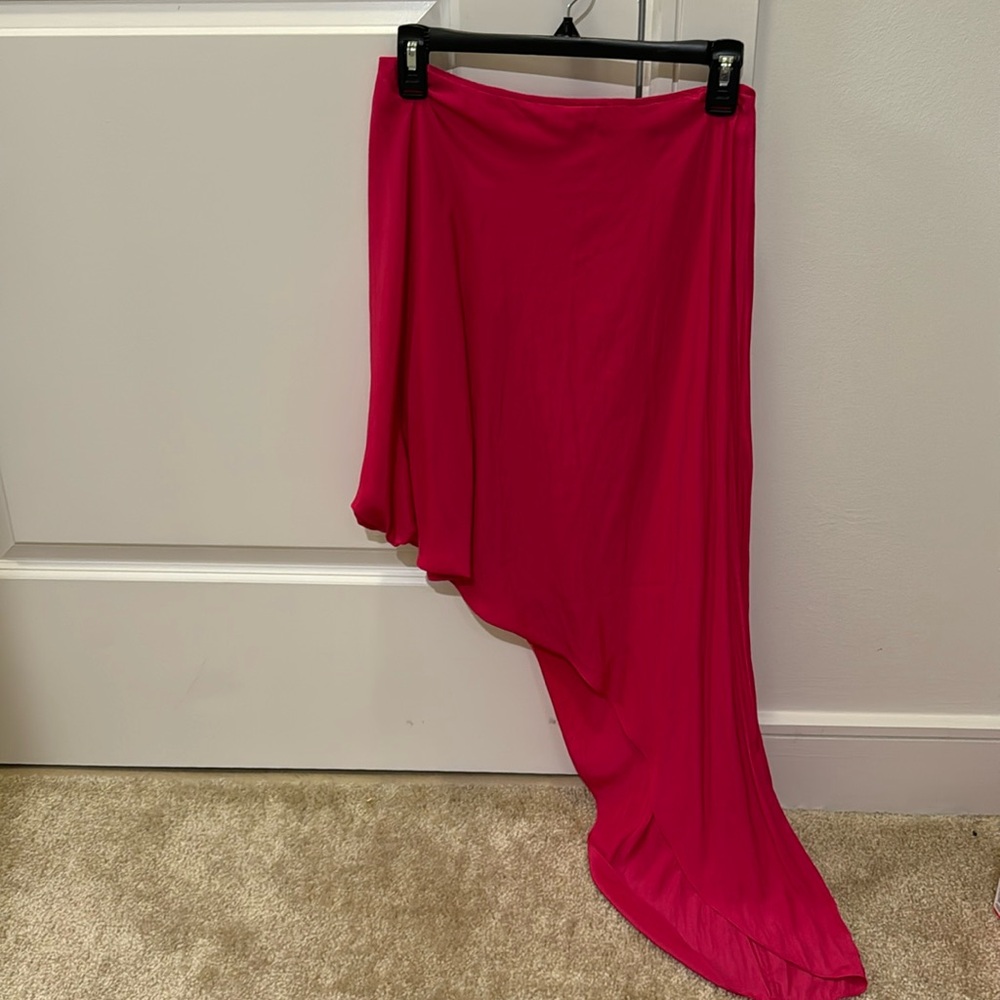 Ramy Brook Asymmetrical Skirt Silk size Small (deep pink)